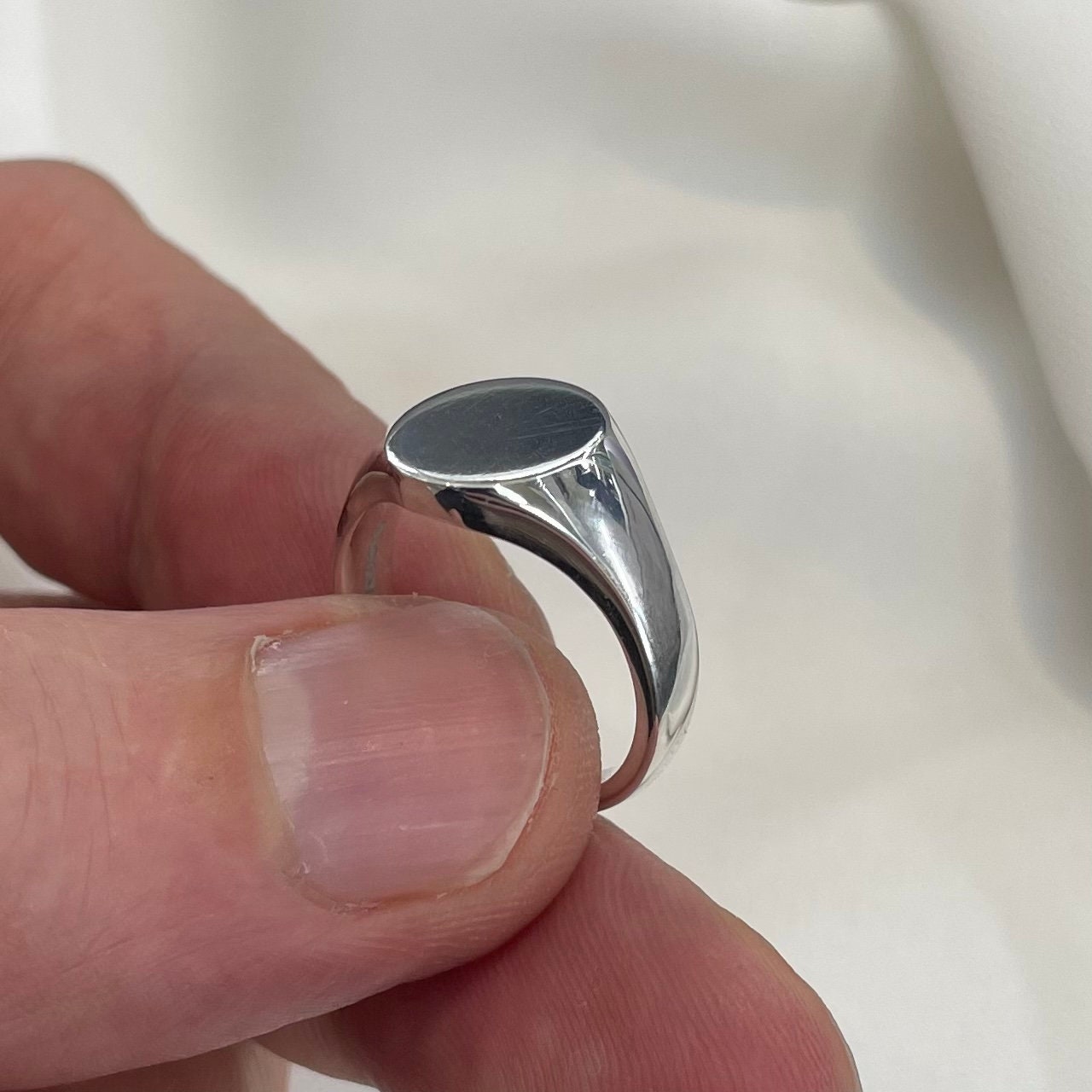 Sterling Silver Heavy Weight Signet Ring, Silver 12x10mm