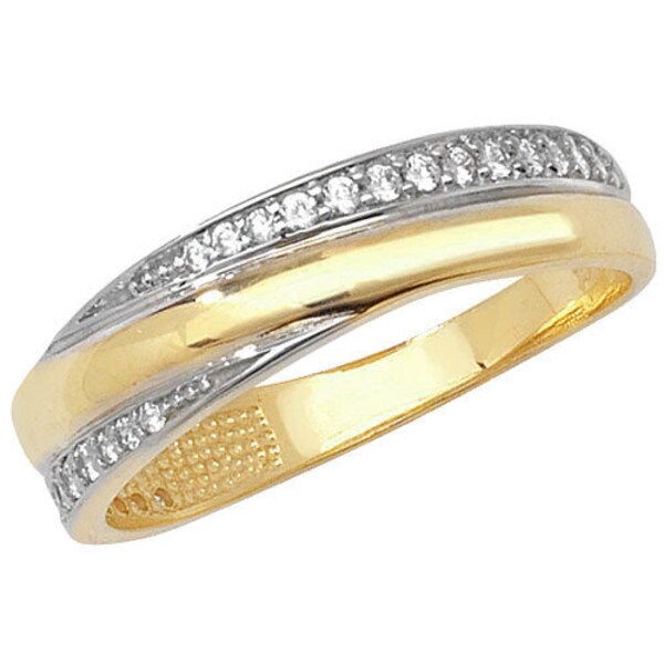 Genuine 9CT Yellow Gold Ladies Ring - Stunning 375 Hallmarked Gold Ladies Double Sided CZ Set Band Ring J-S Sizes - Gift Boxed