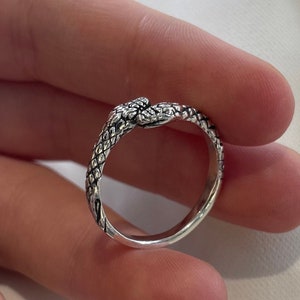 Sterling silver snake ring snake face double snake Adjustable snake ring