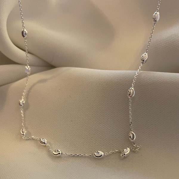 Silver Station Oval Moon Chain - Men’s Oval Moon chain sterling silver 925 Hallmark - Gift Boxed Silver Chain 7"-24"