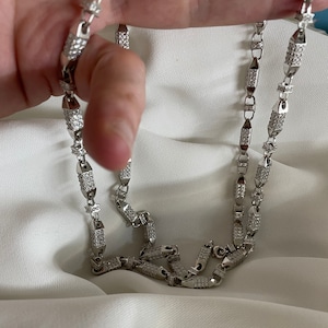 Sterling Silber CZ Kette: Block Link Halskette für Männer & Frauen