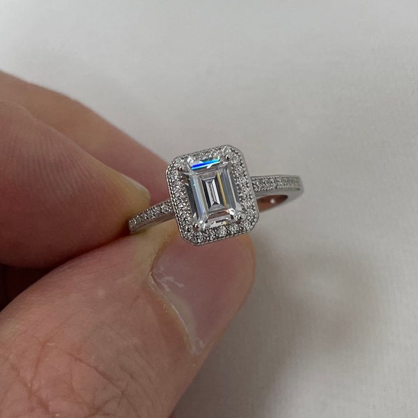 Bague solitaire de fiançailles de mariage en argent sterling 925 avec zircons cubiques, taille K à T - dans une boîte cadeau