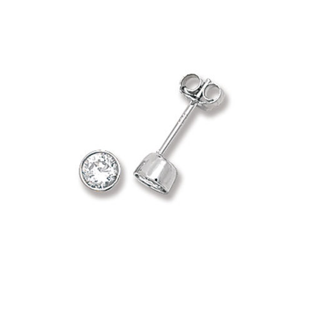 Boucles D'oreilles Créoles Argent Sterling Avec Ruby Et CZ - Juillet - 4mm - Neuf Avec étiquette