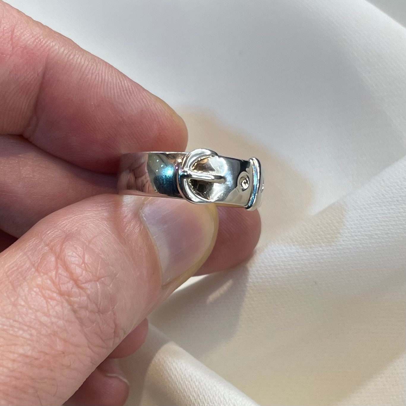 925 Sterling Silver Men's Plain Buckle Fancy Ring Q-Z Sizes