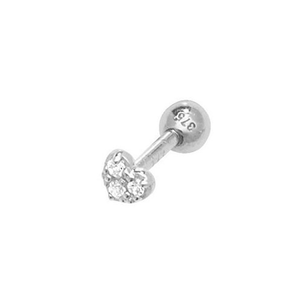 Genuine 9CT White Gold HELIX CARTILAGE STUD - Helix Gold stud / Cartilage Earring - Stone Set Heart Stud - Gift Boxed
