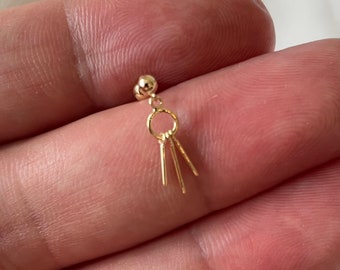 Pendiente de cartílago colgante de oro amarillo genuino de 9 quilates de 6 mm y 0,41 gramos en caja de regalo