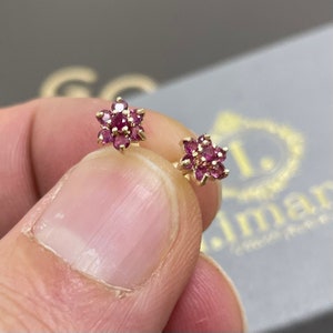 Genuine 9CT Yellow Gold Earrings - RUBY Stud EARRINGS 375 Hallmarked - 0.60 Grams RUBY Gold Earrings - Gift Boxed Earring