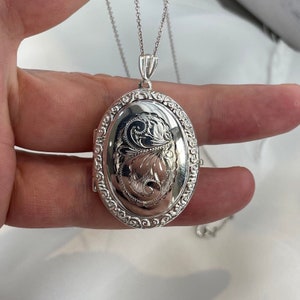 Personalized Sterling Silver Oval Locket Pendant - Engraved Keepsake