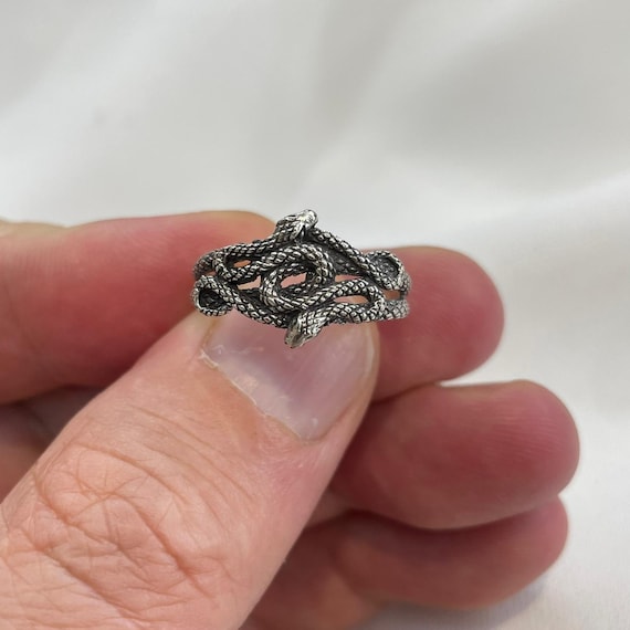 Vintage Sterling Silver Double Snake Ring - Unisex
