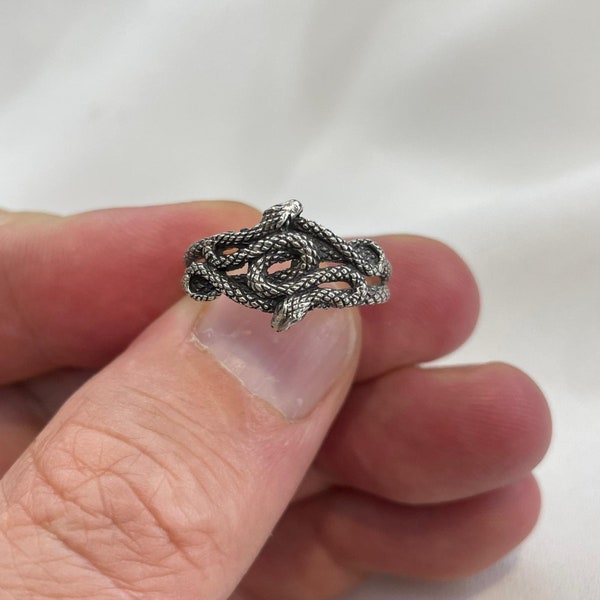 Sterling Silver Vintage Snake Ring Double Face Snake Ring  Unisex Snake Ring - Gift Boxed