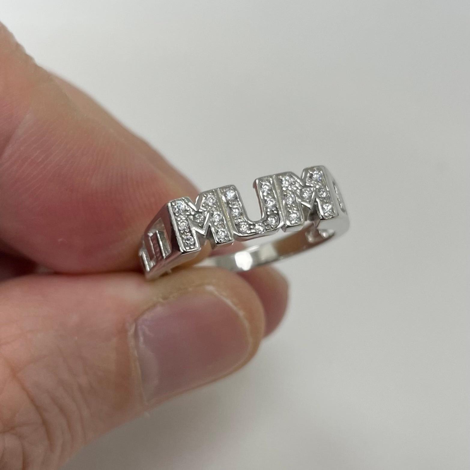Sterling Silver Ladies Family Ring - Ladies' Curb Side MUM