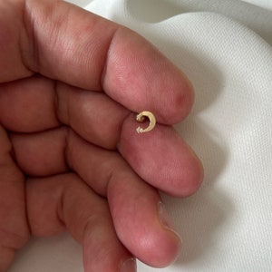 Genuine 9ct Yellow Gold Moon with CZ Cartilage 6mm Post Stud 0.30 Grams - Gift Boxed Moon CZ Cartilage