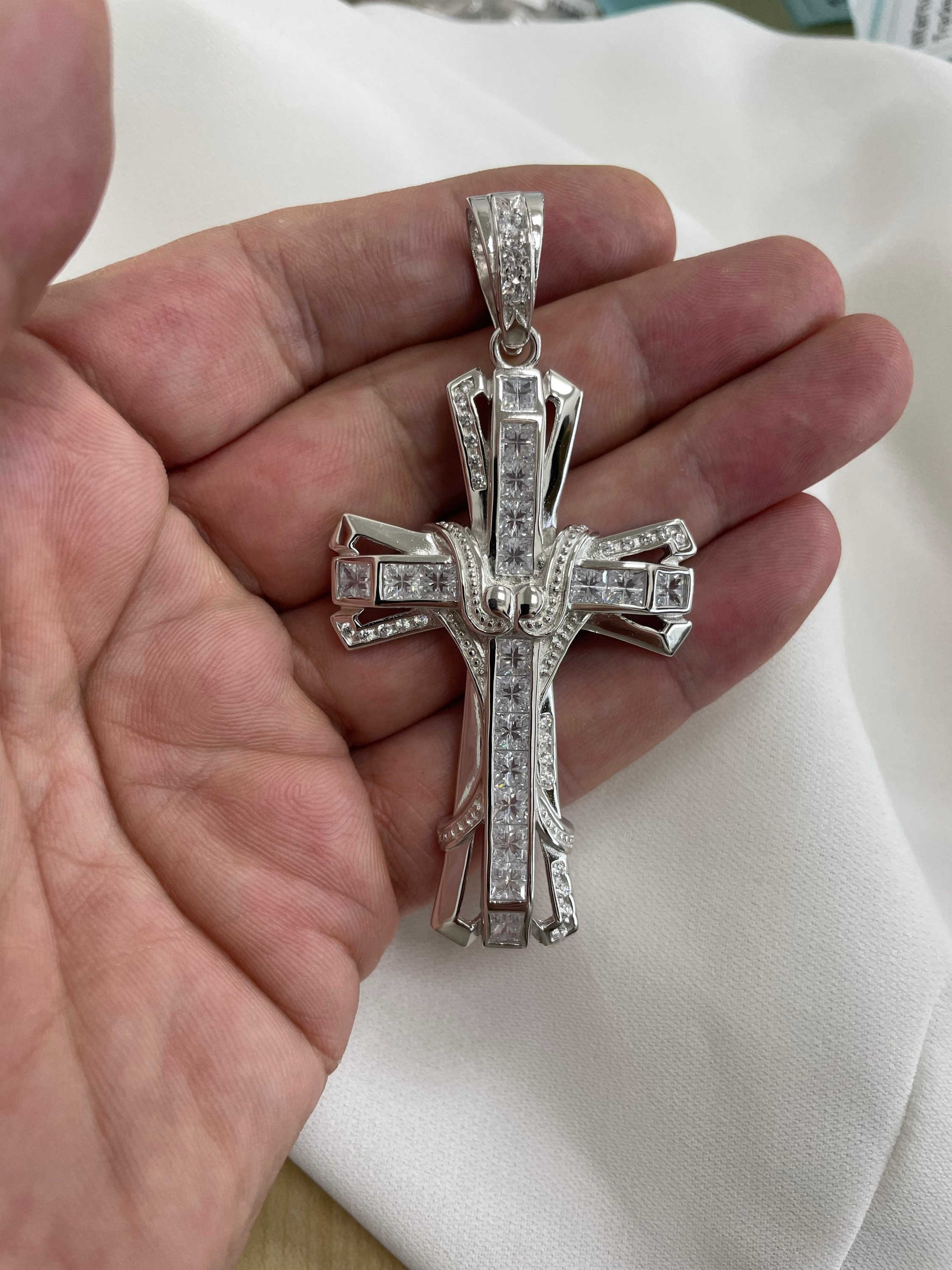 Sterling silver CZ cross pendant. Sterling silver CZ cross pendant.