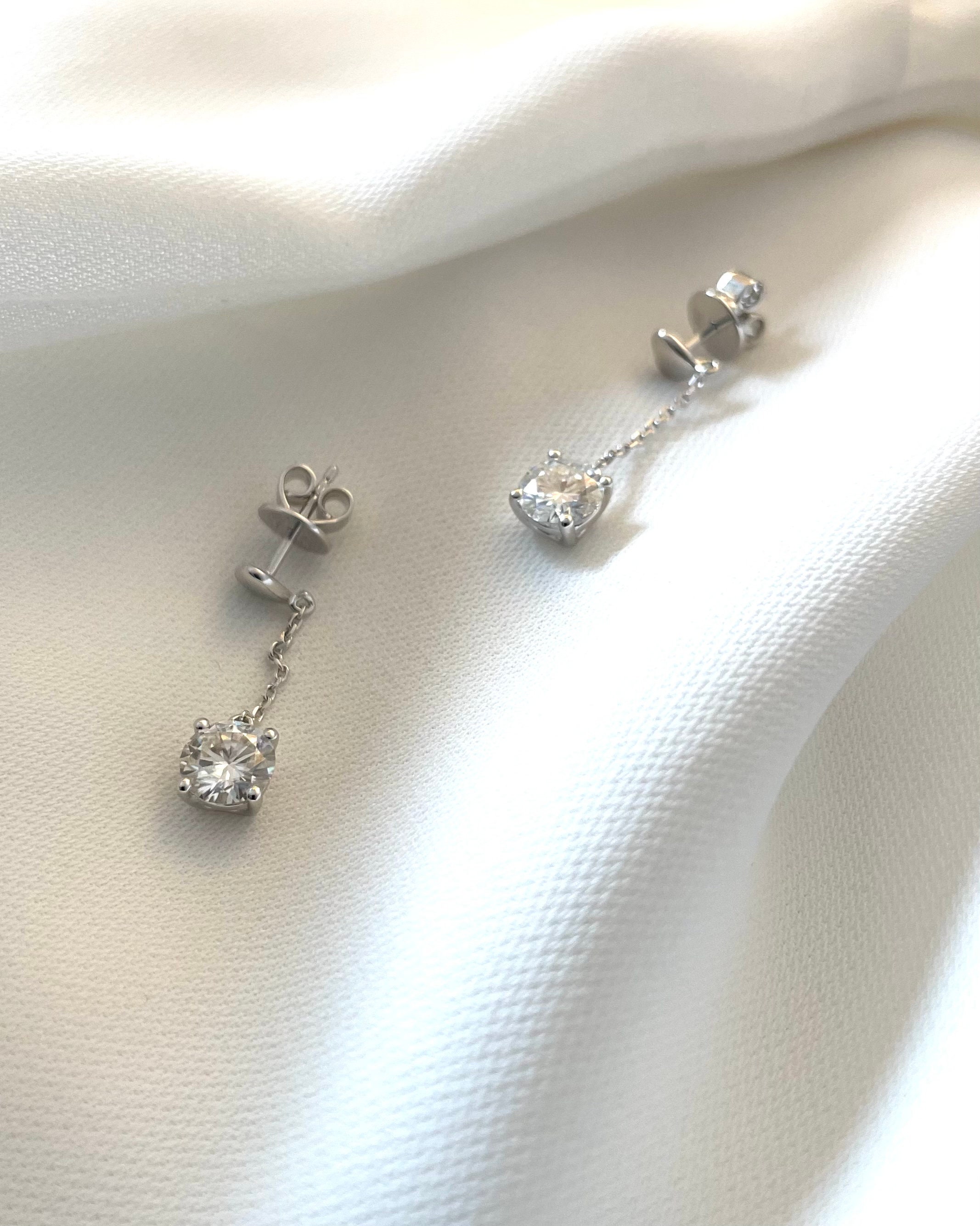 1 Carat Moissanite Diamond Dangle Earrings 925 Sterling