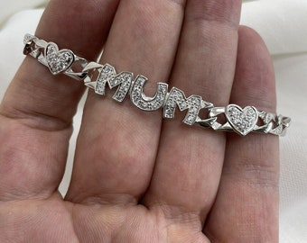 YL Bracciale Cuore In Argento 925 Con Zirconi Cubici: L'amore Al Polso, Regolabile 18-20 Cm. Regalo Perfetto Per Mamma, Fidanzata O Moglie, In Elegante Scatola.