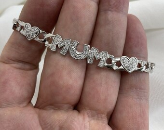 YL Bracciale Cuore In Argento 925 Con Zirconi Cubici: L'amore Al Polso, Regolabile 18-20 Cm. Regalo Perfetto Per Mamma, Fidanzata O Moglie, In Elegante Scatola.