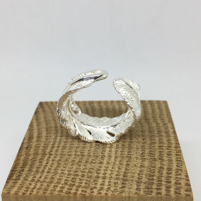 Delicate Ring One of a Kind 925 Sterling Silver Ring Feather Jewelry Feather Ring Silver Open Ring Unique Jewelry Adjustable Ring