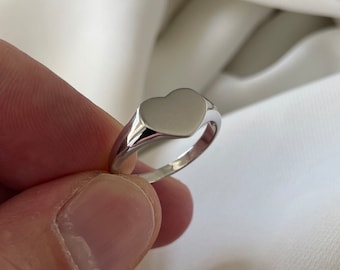 925 Sterling Silver Baby, Children, Girls, Kids Plain Heart Signet Rings - Gift Boxed Children Rings