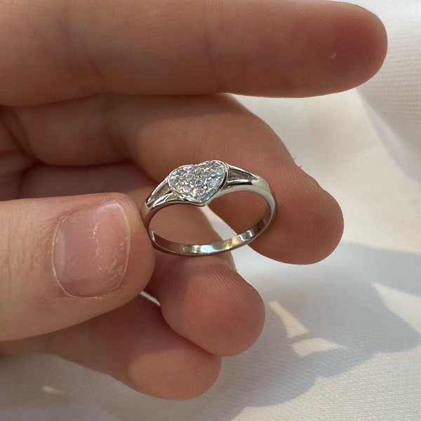 Bague bébé coeur en argent sterling 925, enfants, filles, coeurs enfants cz bagues - Coffret cadeau bagues pour enfants