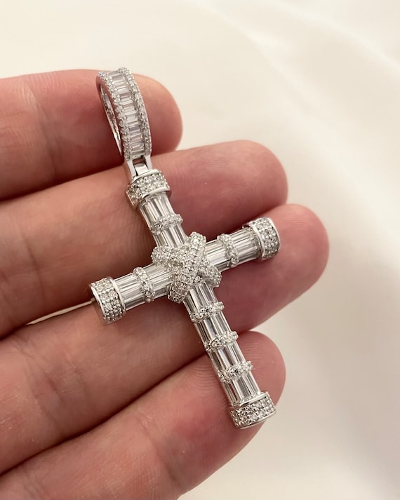 Sterling silver CZ cross pendant. Sterling silver CZ cross pendant.