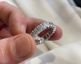 オーバルカットのエタニティバンド：スターリングシルバーの結婚指輪