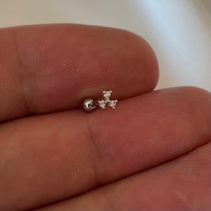 Genuine 9CT White Gold HELIX CARTILAGE STUD - Helix stud, Cartilage stud, Earring stud, Genuine Gold Stud, Gift Boxed