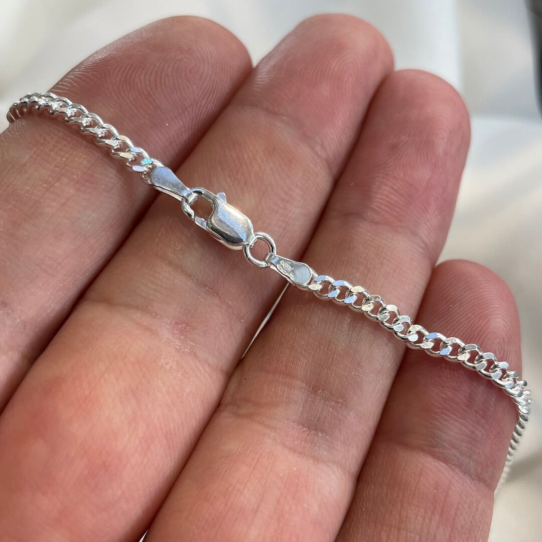 Silver Close Curb Chain - Men's Chain Sterling Silver 925
