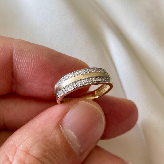 thumbnail image 2 of 9ct Yellow Gold On Silver Simulated Diamond Eternity Band Ring – Sizes K–S 2 of 5