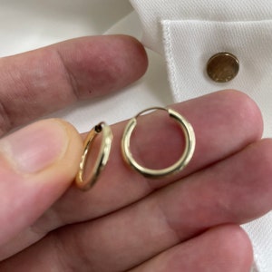 9 kt geelgouden slaapoorbellen: scharnieroorringen, 10 mm afbeelding 2