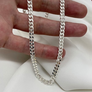 Silver Close Curb Chain - Men’s curb chain sterling silver 925 Hallmark - Gift Boxed Silver Chain 18"-30" 6mm thick 2.5mm