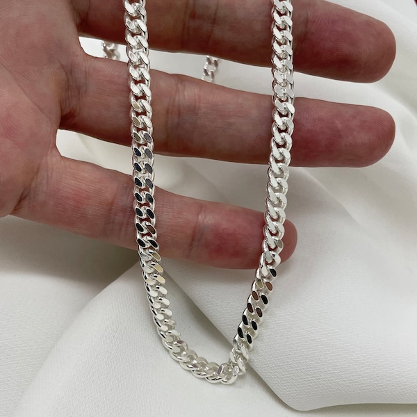 Silver Close Curb Chain - Heren kinketting sterling zilver 925 Hallmark - Gift Boxed Silver Chain 18"-30" 6mm dik 2,5 mm