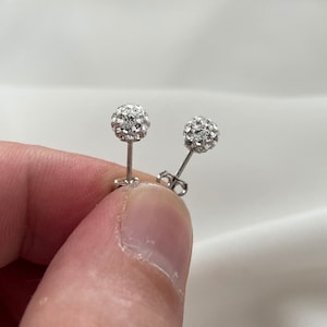 Sterling Silver 6mm Crystal Ball Stud Earrings 0.90 Grams - Gift Boxed