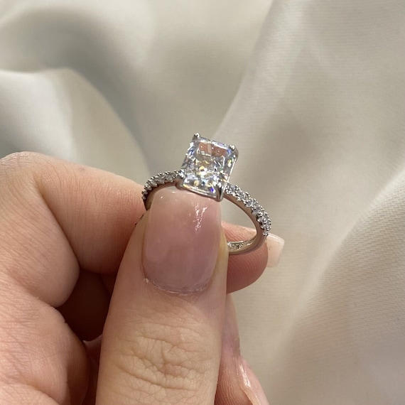 925 Sterling Silver 3 Carat Princess Cut Created Diamond Wedding