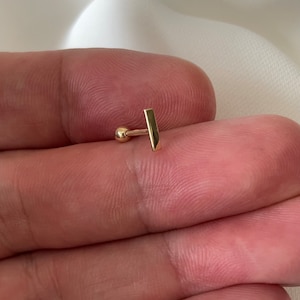 Genuine 9ct Yellow Gold Bar Cartilage 6mm Post Stud 0.23 Grams - Gift Boxed Bar Cartilage Stud