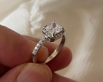 Anillo Compromiso Circonitas Anillo Ajustable Mujer Plata Ley 925 - Diseño Minimalista, Con Zirconia, Regalo Elegante Joyeria