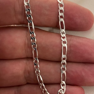 Sterling Silver Figaro Chain - Men&#39;s Gift Boxed Chain (7-30 inch)