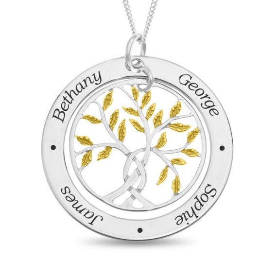 Family Tree Necklace Gold Plated 
