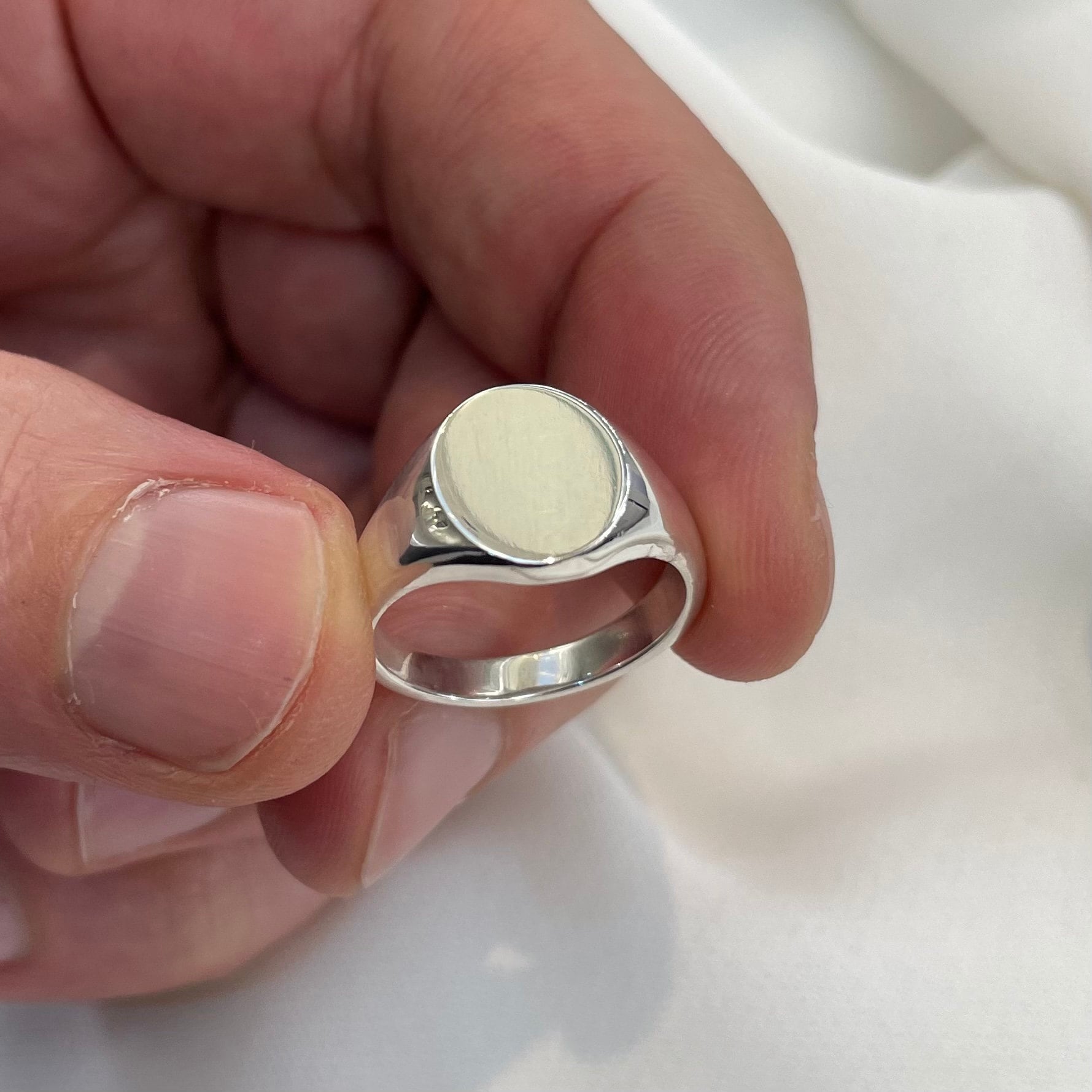 Sterling Silver Heavy Weight Signet Ring, Silver 12x10mm Sterling Silver Heavy Weight Signet Ring, Silver 12x10mm