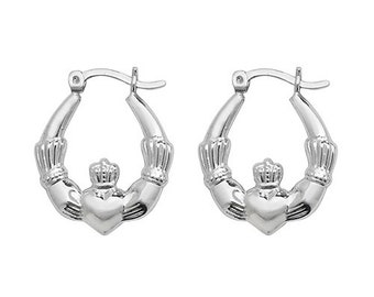 Small Claddagh Hoop Earrings Sterling Silver S3526 