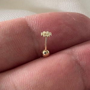 Genuine 9ct Yellow Gold  CZ Daisy Upper Ear / Helix / Cartilage Earring - Stone Set Flower - Genuine Gold Stud 6mm