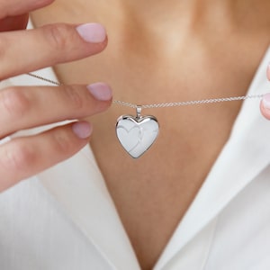 Sterling Silver Heart Shaped Locket with Silver Faceted Belcher Chain - Gift Boxed