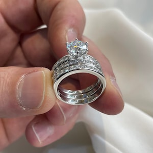 2 CT Created Diamond Sterling Silver Wedding Ring Set
