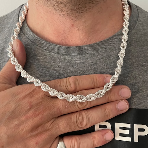 Sterling Silver Rope Chain: 9mm Men's Necklace, 22-32 Inch - Etsy