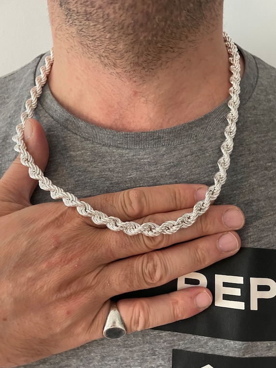 Sterling Silver Rope Chain: 9mm Men's Necklace, 22-32 Inch - Etsy