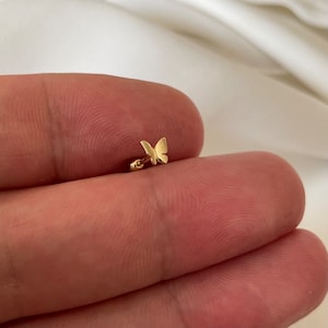 Genuine 9ct Yellow Gold Butterfly Shaped Cartilage 6mm Post Stud Earring - Gift Boxed 6mm