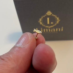 Genuine 9ct Yellow Gold Fish with Single CZ Cartilage 6mm Post Stud 0.27 Grams - Gift Boxed Bird Cartilage
