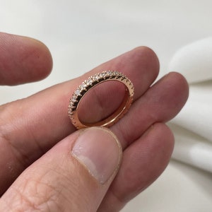 Rose Gold Plated Sterling Silver Eternity Ring: Created Diamond Wedding Band
