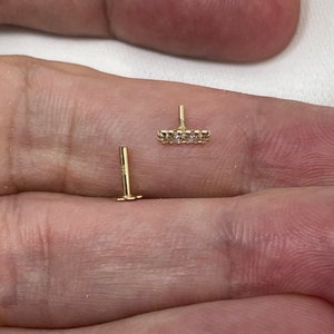 Genuine 9ct Yellow Gold CZ Bar Cartilage Labret Earring 0.14 Grams - Gift Boxed