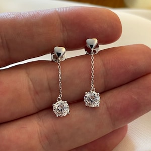1 Carat Moissanite Diamond Dangle Earrings 925 Sterling Silver Moissanite Earrings - Gift Boxed long 28mm
