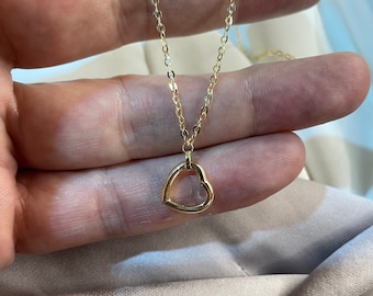 Echte 9 kt geelgouden ketting - hart gouden ketting 17" - geschenkverpakking